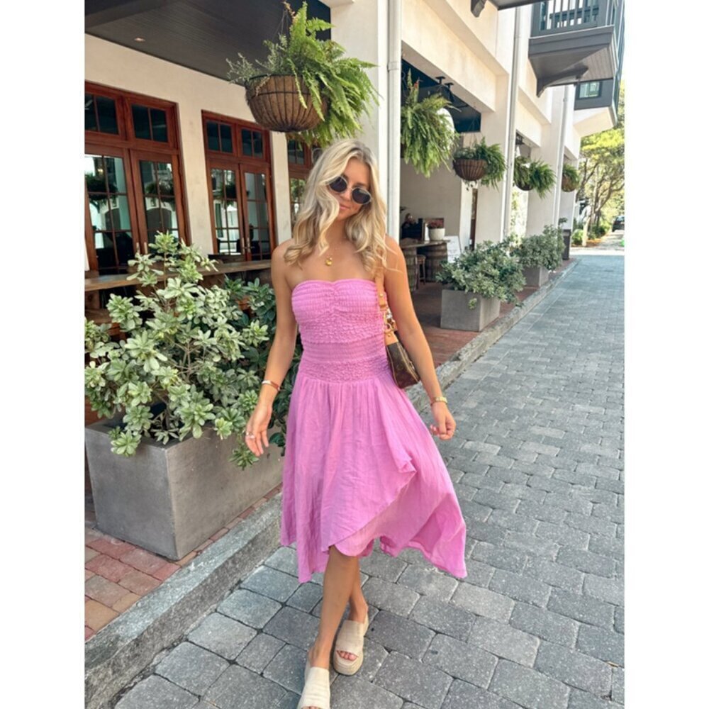 FREE PEOPLE Sparkling Moment Midi Dress in Sugar Magnolia Size Small